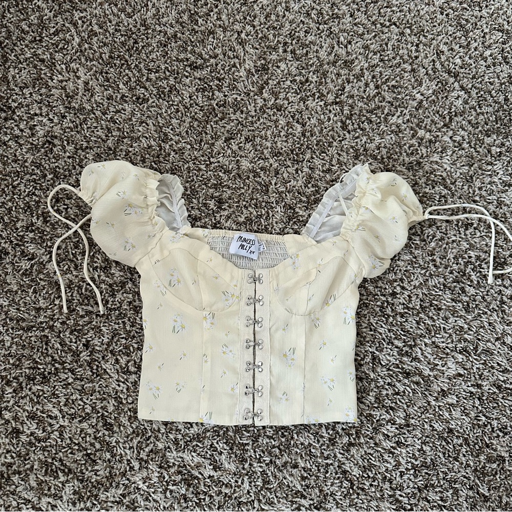NWOT Princess Polly "Allyson" corset crop top yellow US size 2